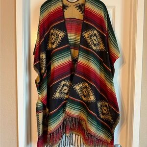 Aztec Poncho with Fringe